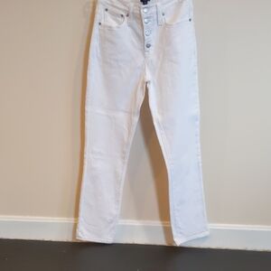 J. Crew Factory White Straight-Leg Jeans with Button Fly